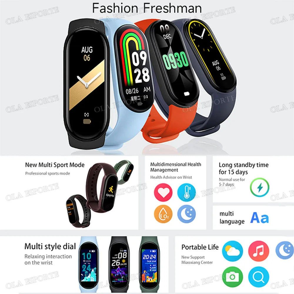 Light Smart bracelet 

New Call Reminder Smart Bracelet AI Health Fitness Tracker Blood Pressure Monitor Waterproof Smart Watch Time Display Sport Band